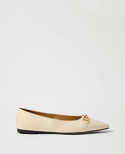Ann Taylor Hardware Embellished Patent Flat Women's
