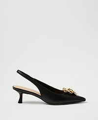 Ann Taylor Flower Leather Slingback Pump Women's
