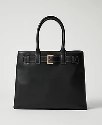Ann Taylor Belted Leather Tote Black Women's