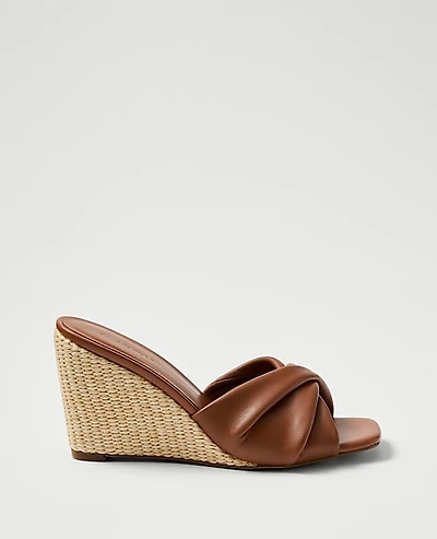 Ann Taylor Leather Wedge Sandal Smoked Paprika Women's