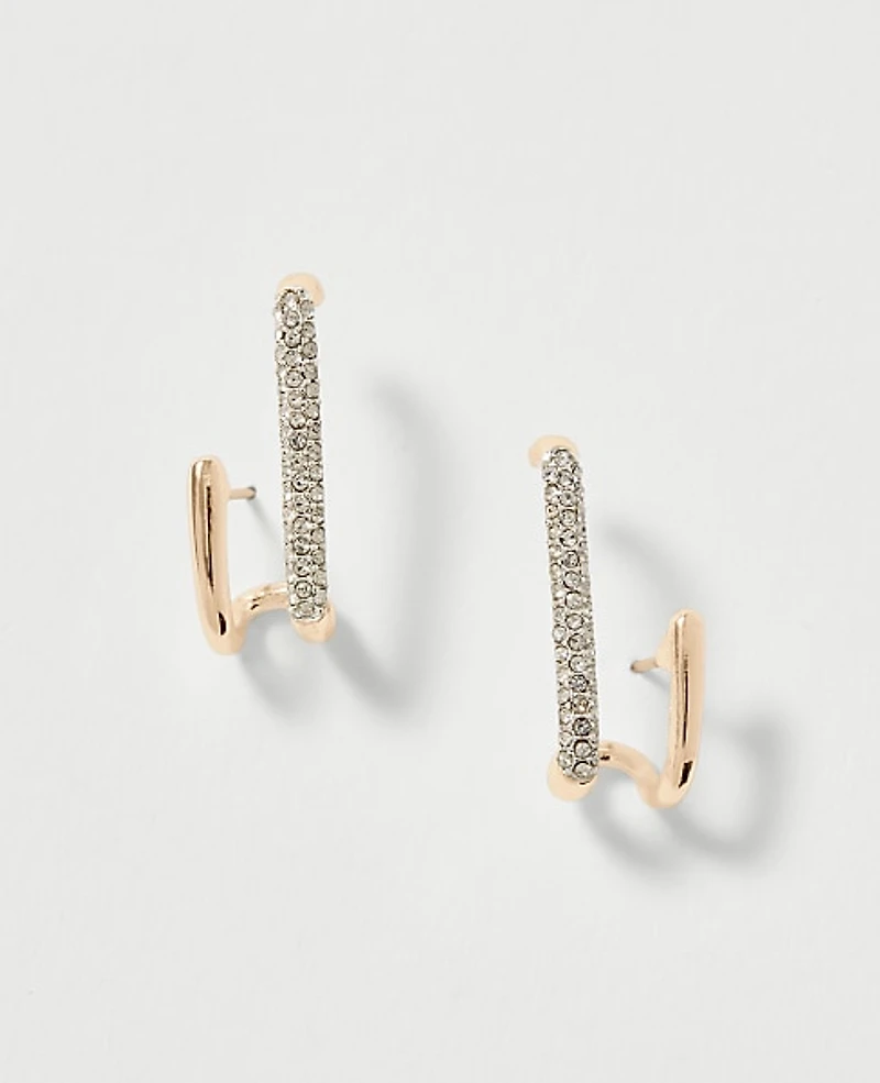 Ann Taylor Pavé Double Loop Drop Earrings Women's