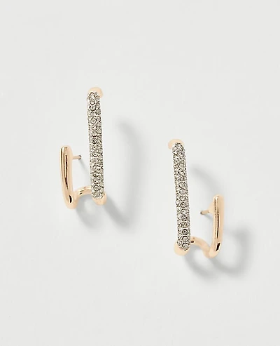 Ann Taylor Pavé Double Loop Drop Earrings Women's