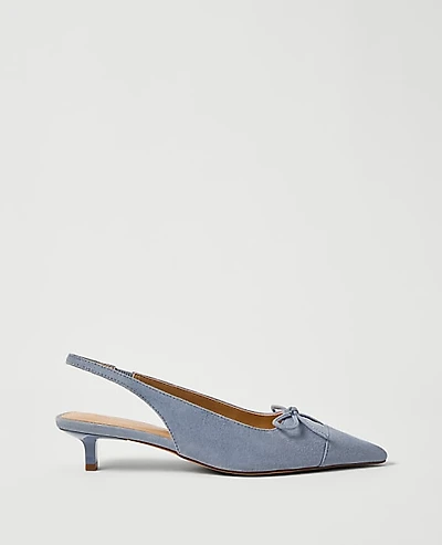 Ann Taylor Suede Bow Slingback Pump Daybreak Dew Women's