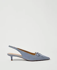 Ann Taylor Suede Bow Slingback Pump 6 Daybreak Dew Women's