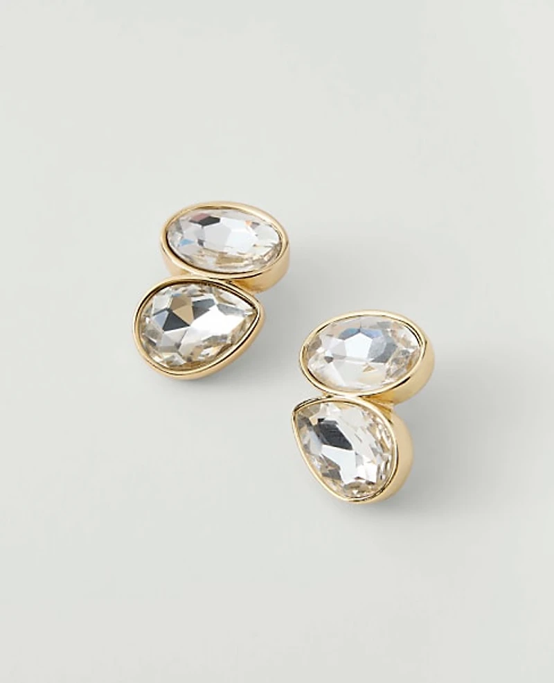 Ann Taylor Double Crystal Stud Earrings Ivory Women's