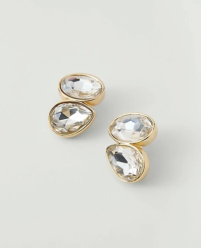 Ann Taylor Double Crystal Stud Earrings Ivory Women's