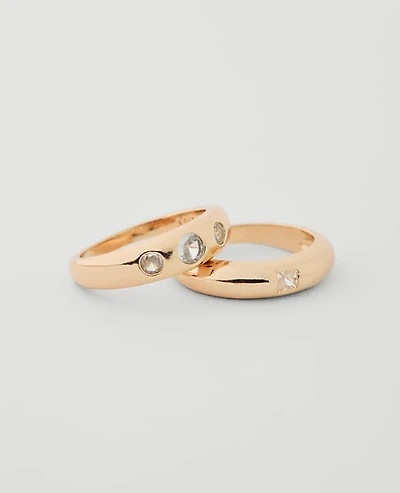 Ann Taylor Crystal Ring Set Goldtone Women's