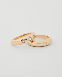 Ann Taylor Crystal Ring Set Size 8 Goldtone Women's