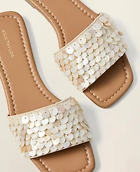 Ann Taylor Embellished Slide Sandal Pearl Ivory Women's