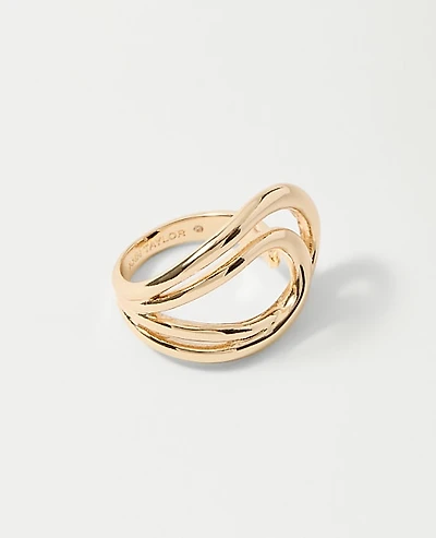 Ann Taylor Metal Double Loop Ring Size 6 Goldtone Women's