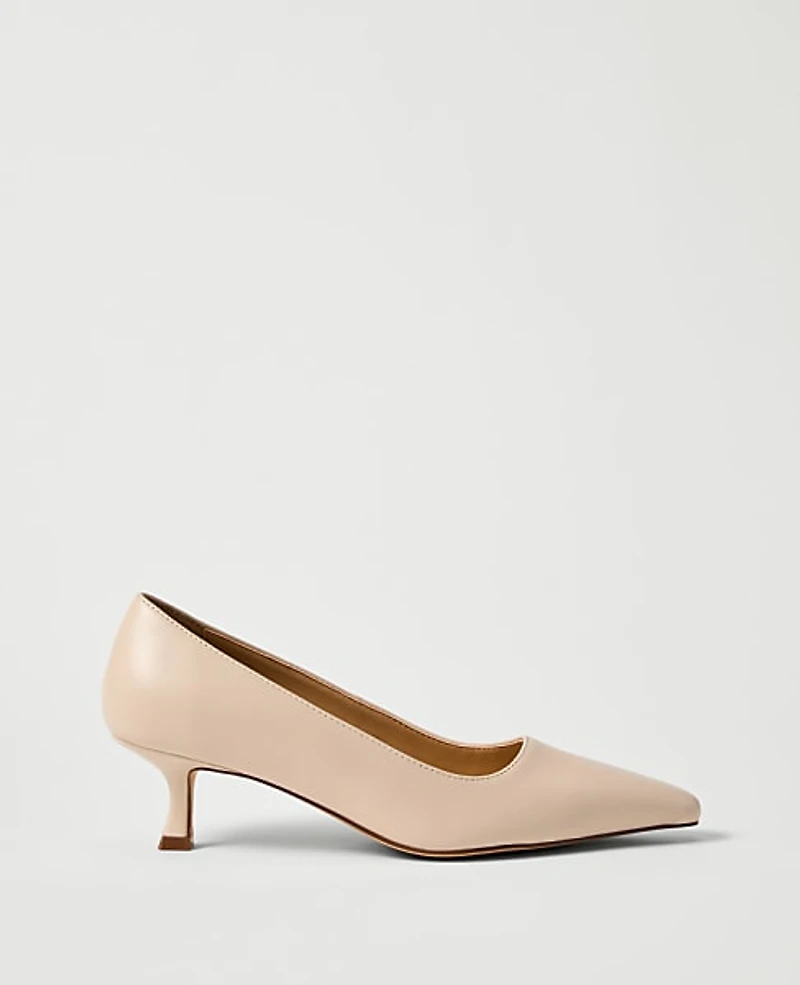 Ann Taylor Leather Nip Toe Pump Pearl Shadow Women's
