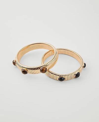 Ann Taylor Metal Gem Stretch Bracelet Set Goldtone Women's