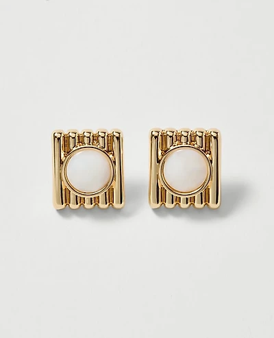 Ann Taylor Textured Stone Stud Earrings Goldtone Women's