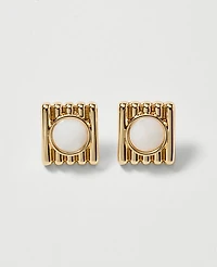 Ann Taylor Textured Stone Stud Earrings Goldtone Women's