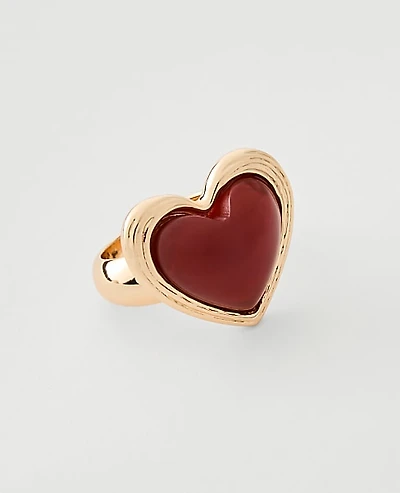 Ann Taylor Metal Stone Heart Ring Goldtone Women's