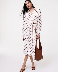 Ann Taylor Dotted Satin Midi Shirtdress Tortoise Shell Women's