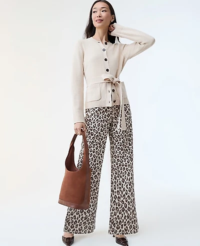 Ann Taylor The Wide-Leg Jean Animal Print Pale Linen Women's