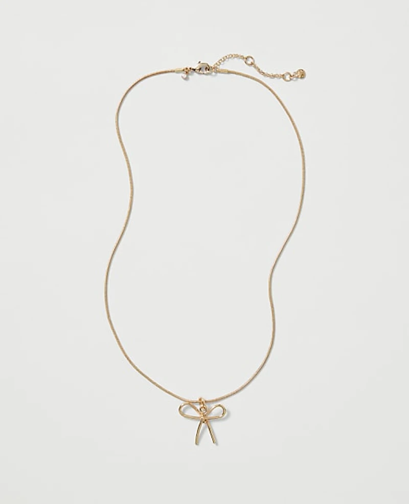 Ann Taylor Metal Bow Pendant Necklace Women's