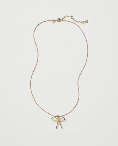 Ann Taylor Metal Bow Pendant Necklace Women's