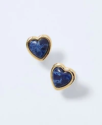 Ann Taylor Stone Heart Stud Earrings Goldtone Women's