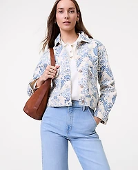 Ann Taylor Petite Weekend Toile Denim Jacket Size XL Feather Women's