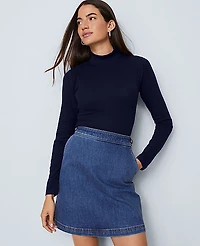 Ann Taylor Weekend Ruffle Mock Neck Top Women's