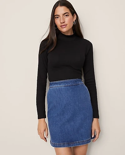 Ann Taylor Weekend Ruffle Mock Neck Top Women's