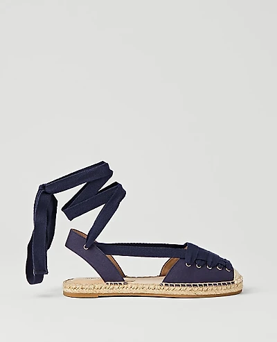 Ann Taylor Weekend Collection Lace-Up Espadrille Flat Size 6 Night Sky Women's