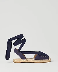 Ann Taylor Weekend Collection Lace-Up Espadrille Flat Size 6 Night Sky Women's