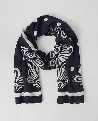 Ann Taylor Floral Scarf Night Sky Women's