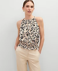 Ann Taylor Floral Shirred Tank Top Sands Edge Women's