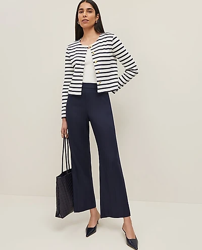Ann Taylor The Petite Flare Ankle Pant Linen Blend Night Sky Women's