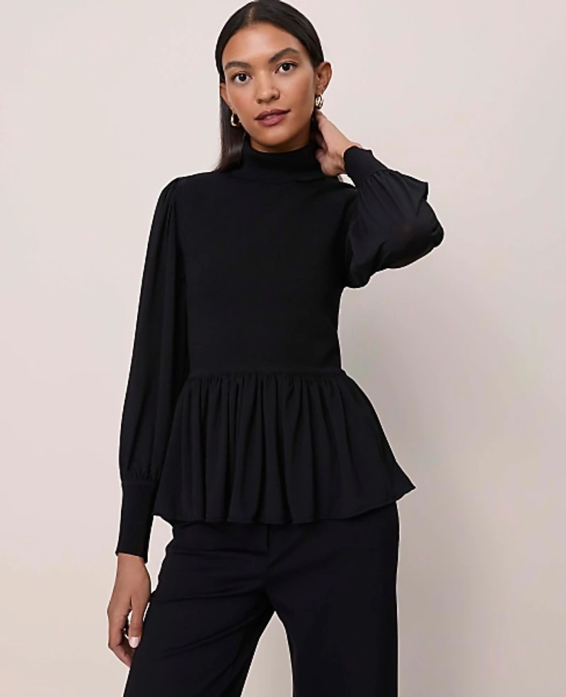 Ann Taylor Mixed Media Turtleneck Sweater Women's