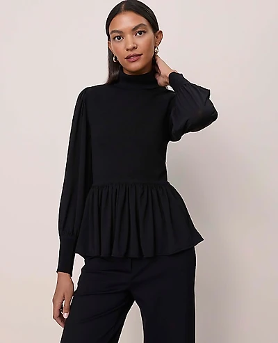 Ann Taylor Mixed Media Turtleneck Sweater Women's