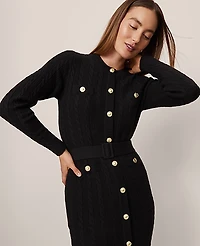 Ann Taylor Belted Cable Sweater Dress Women's