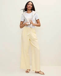 Ann Taylor Petite Weekend Easy Fit Wide-Leg Pant Linen Blend Women's