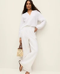 Ann Taylor The Petite Easy Fit Wide-Leg Pant Cotton Gauze White Women's