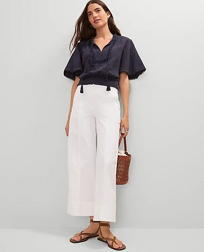 Ann Taylor Petite Weekend Wide-Leg Ankle Pant White Women's