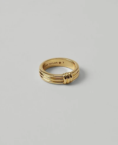 Ann Taylor Metal Textured Knot Ring Size 6 Goldtone Women's