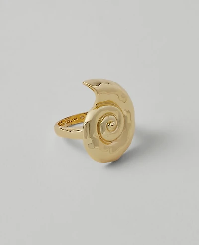 Ann Taylor Textured Metal Shell Ring Size 6 Goldtone Women's