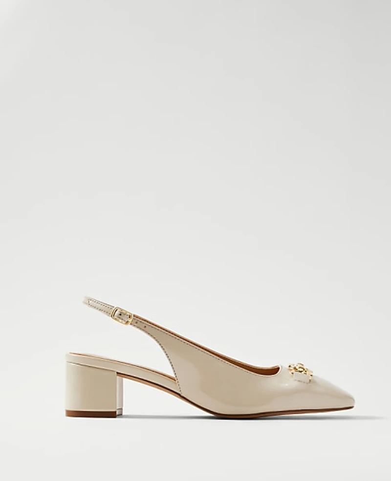 Ann Taylor Horsebit Patent Pump Pearl Shadow Women's