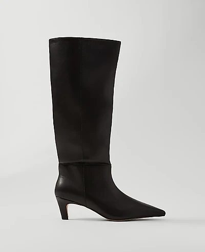 Ann Taylor Leather Tall Boot 8 Black Women's