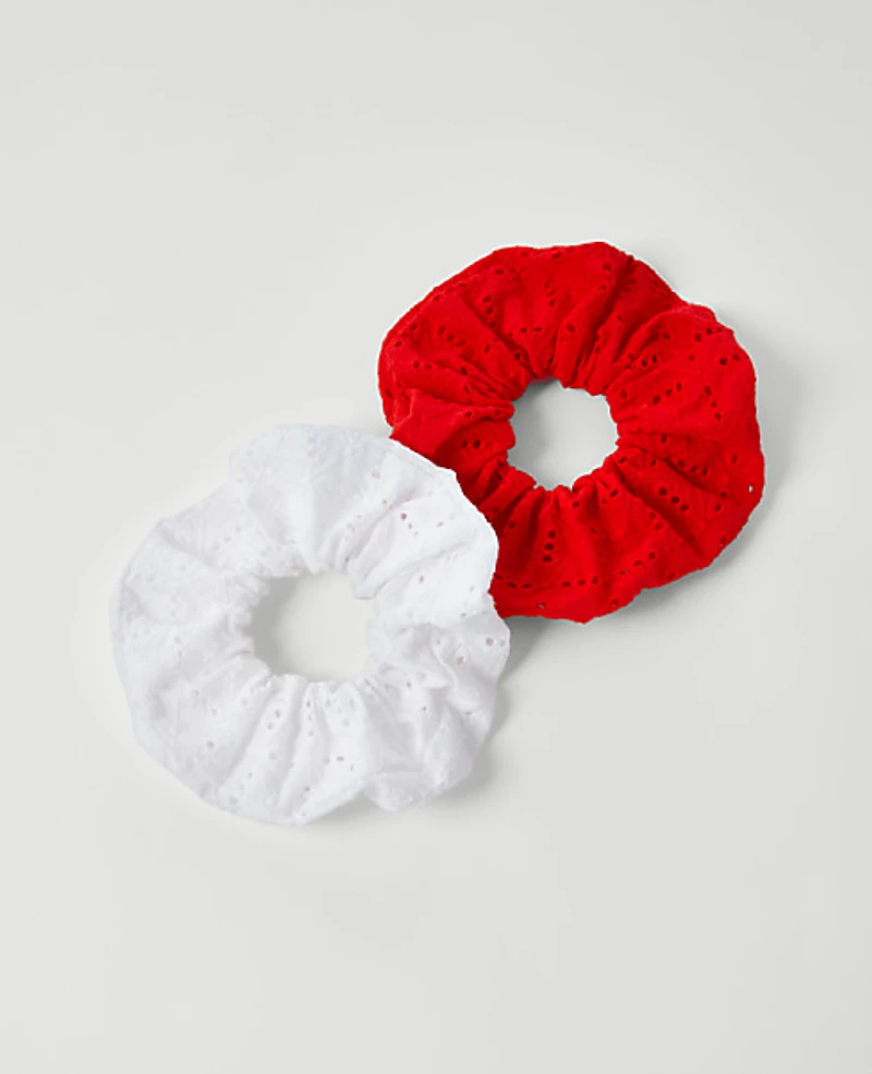 Ann Taylor Eyelet Scrunchie Set Fiery Red Women's