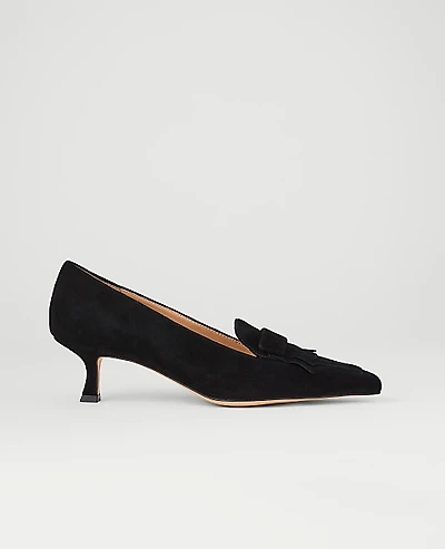 Ann Taylor Suede Tapered Heel Kiltie Pump Women's