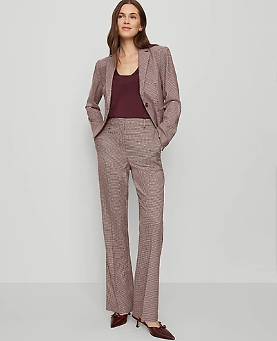 Ann Taylor The Slim Flare Trouser in Houndstooth Size 4 Poised Plum Women's