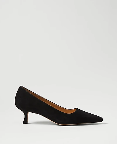 Ann Taylor Suede Nip Toe Kitten Heel Pump Women's