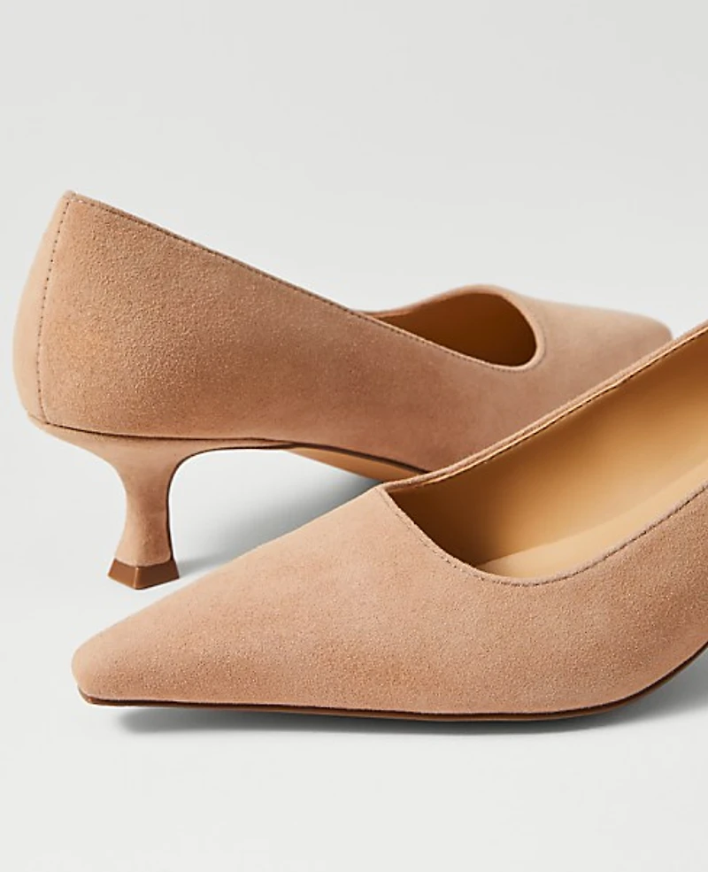 Ann Taylor Suede Nip Toe Kitten Heel Pump Women's