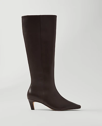 Ann Taylor Skinny Heel Leather Tall Boot Carob Women's