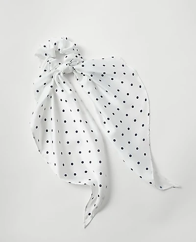 Ann Taylor Dotted Silk Scrunchie White Women's
