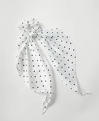 Ann Taylor Dotted Silk Scrunchie White Women's